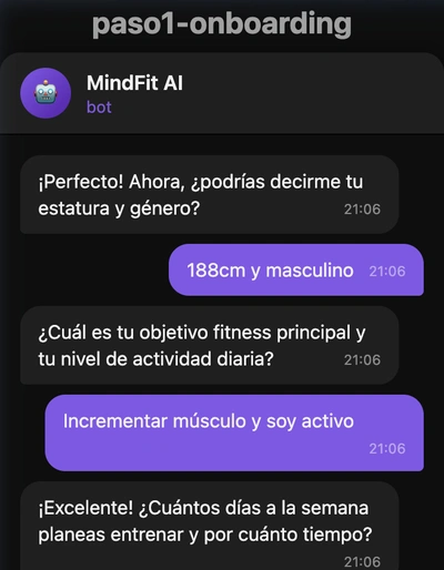 MindFit AI — onboarding en WhatsApp en menos de 5 minutos