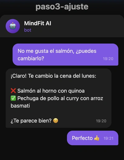 MindFit AI — ajuste de plan en tiempo real
